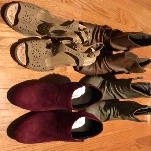 3 booties 1 wedge Sandal bundle!